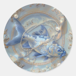 Peixes - Adesivos redondos para artigos de papelar