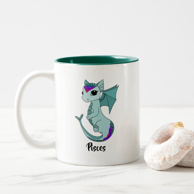 Peixes brancos caneca de dragão design (Com Donut)