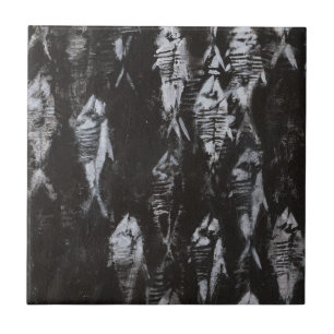 Peixes Brancos Fósseis em Fundo Negro