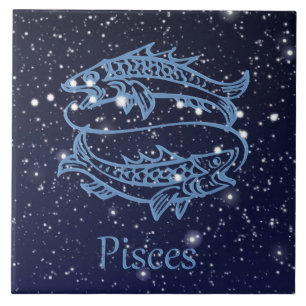 Peixes Constelação e Sinal Zodiac com Estrelas