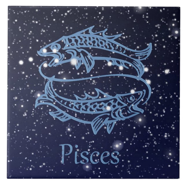 Peixes Constelação e Sinal Zodiac com Estrelas (Frente)