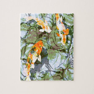 Peixes de Koi 8" x 10" quebra-cabeça com lata