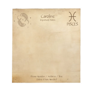 Peixes de Sinal Zodiac - Bloco de Notas Personaliz
