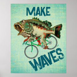 Peixes Dirigindo Um Poster de Motivação Verde Bici