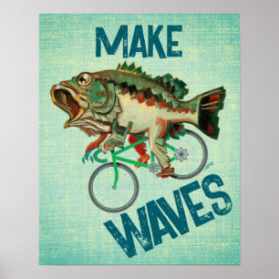 Peixes Dirigindo Um Poster de Motivação Verde Bici