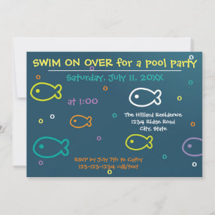 Peixes e Bolhas - Convite para Festas de Pool