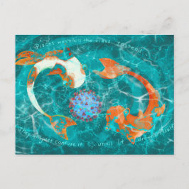 Peixes e cartão postal zodiac humorístico com víru