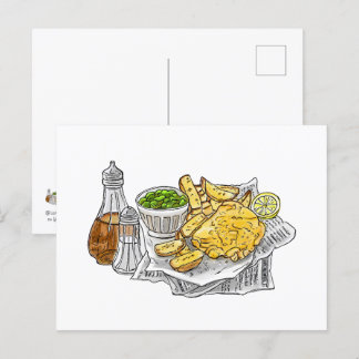 Peixes e Chips em Cartão Postal