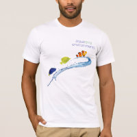 Peixes estilizados da camisa dos funcionarios dos