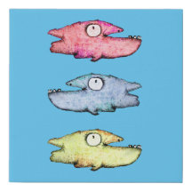 Peixes felizes nadando coloridos