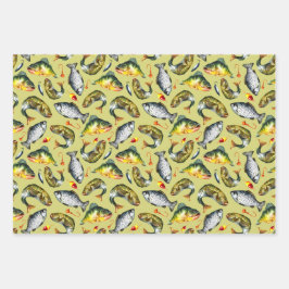 Peixes Flutuam Anzóis Anglas Aquarela Tema de Pesc