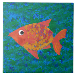 Peixes Imaginosos Grandes em Fundo Verde Azul