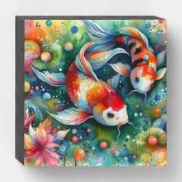 Peixes Koi Coloridos Aquarela Caprichosa Laranja A