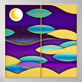 Peixes no céu e no Poster do mar