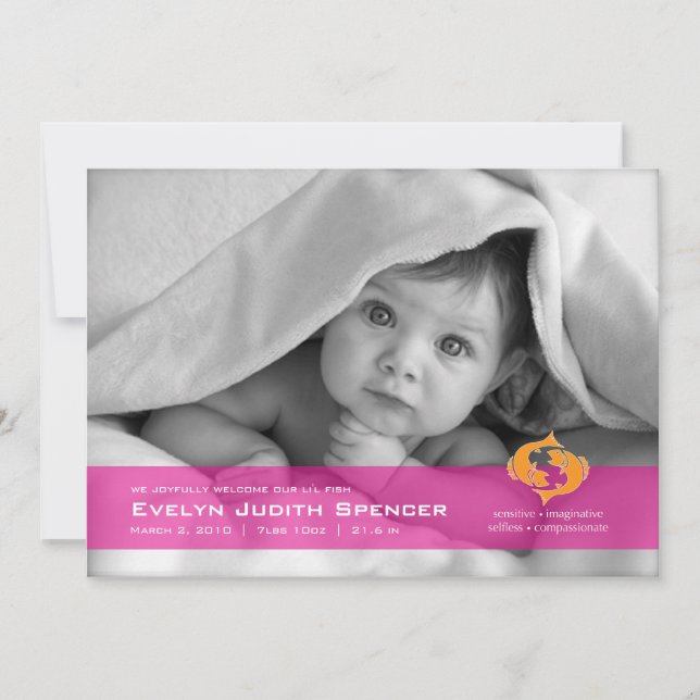 Peixes o anúncio de nascimento da foto de peixe (Frente)
