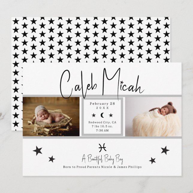 Peixes Protestos Foto Anúncio de Nascimento do Beb (Frente/Verso)