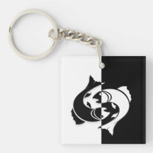 Peixes Sinal de Zodíaco, Chaveiro Preto e Branco