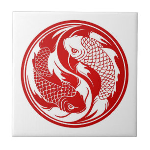 Peixes vermelhos e brancos de Yin Yang Koi