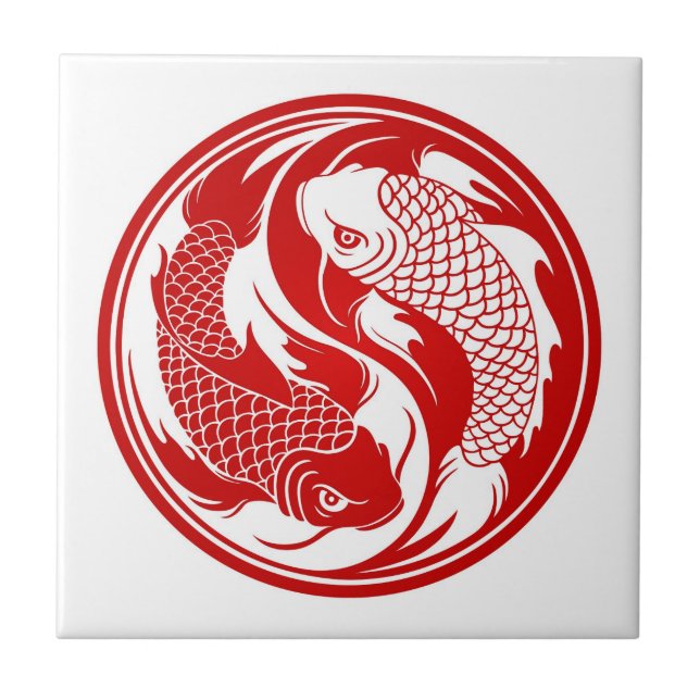 Peixes vermelhos e brancos de Yin Yang Koi (Frente)