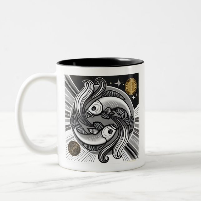 Peixes Xícara de café preto e branco (Esquerda)