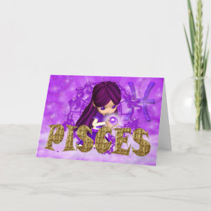Peixes Zodiac Cartão de aniversário com ametria