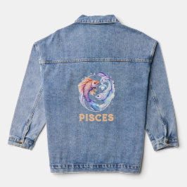 Peixes Zodiac Jaqueta Denim de Mulheres
