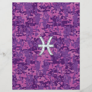 Peixes Zodiac na Camuflagem Digital Rosa Fuchsia