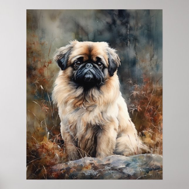 Pekingese Dog Art Impressão (Frente)