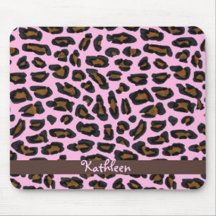 Pele cor-de-rosa Mousepad feminino do leopardo