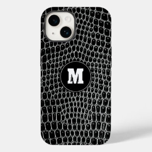 Pele Croc Monograma Preto Personalizado Pele Croco