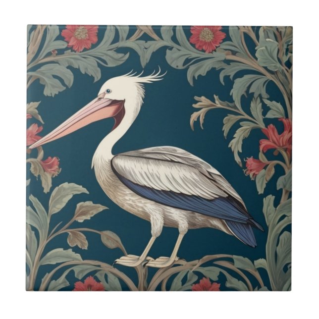 Pelican William Morris estilo Left Sea Marine Pird (Frente)