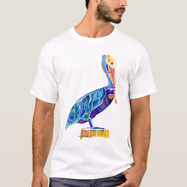 Pelicano, camisa de T, camiseta do pelicano, arte (Frente)