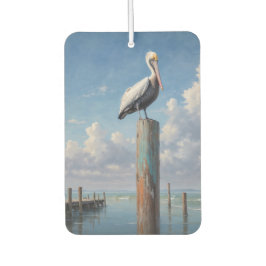 Pelicano em um polo de doca de tempo