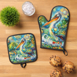 Pelicano no País das Maravilhas Amarelo Verde Flor