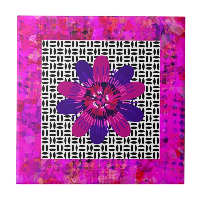 Películas de flores em preto-e-branco, rosa e roxo (Frente)