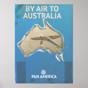 Pelo ar ao poster das viagens vintage de Austráli