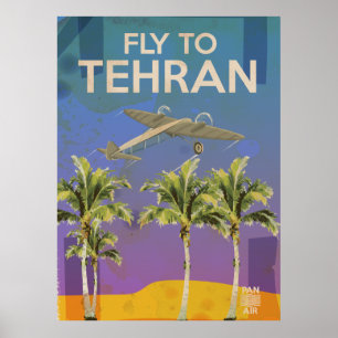 Pelo ar ao poster das viagens vintage de Tehran