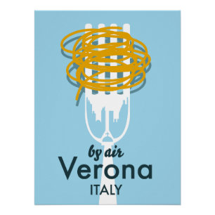 Pelo Ar Verona Itália pôster de viagem retrô. Pri
