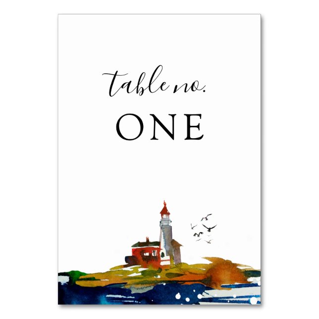 Pelo Cartão De Mesa De Casamento Marítimo (Frente)