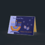 Pelo Chefe no Cartão de Saudação Hanukkah<br><div class="desc">Feliz Hanukkah. Cartões de saudação personalizáveis de design Menorah e Dreidels para Chefe. Cartões,  convites de festas e presentes disponíveis na Categoria Feriados Judeus / Hanukkah da nossa loja.</div>