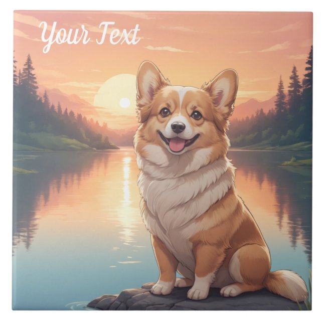 Pembroke galês Corgi pelo lago (Frente)