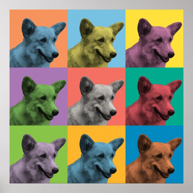 Pembroke Welsh Corgi Pop-Art Poster (Frente)