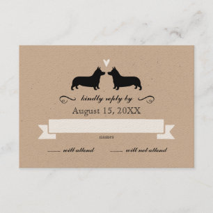 Pembroke Welsh Corgi Silhouettes Casamento RSVP