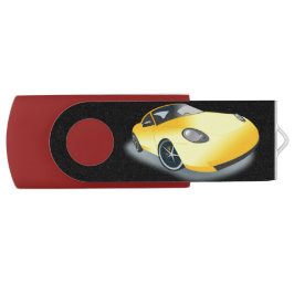 Pen Drive Bright Yellow Super-fast Tool Sports Car Drive