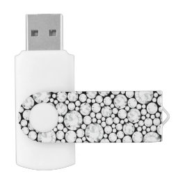 Pen Drive Elegante Diamond Gemstones Cinza White Black Tech