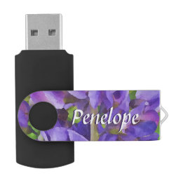 Pen Drive Flores Roxas Impressionistas Adicione Seu Nome