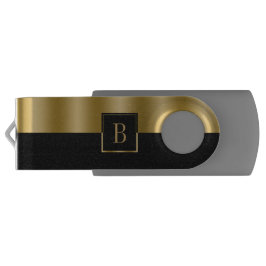 Pen Drive Monograma de Design Geométrico Simples Preto e Dou