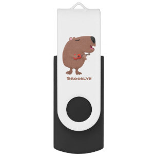 Pen Drive Óptica desenho animado de capybara ukulele