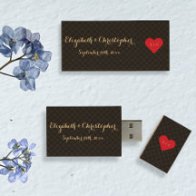 USB cardíaca monograma de noiva de casamento moder