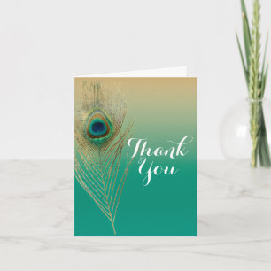 Pena de Pavão Areia e Azul Boho Glam Agradecimento